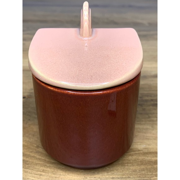 Franciscan Ware CA Art Deco Vtg Lidded Condiment Jar Set Coral/Sand - Picture 8 of 11